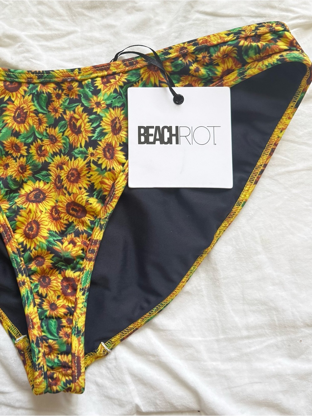 Beach Riot Kids Sunflower Print Bikini Bottom - Yellow & Green Size M